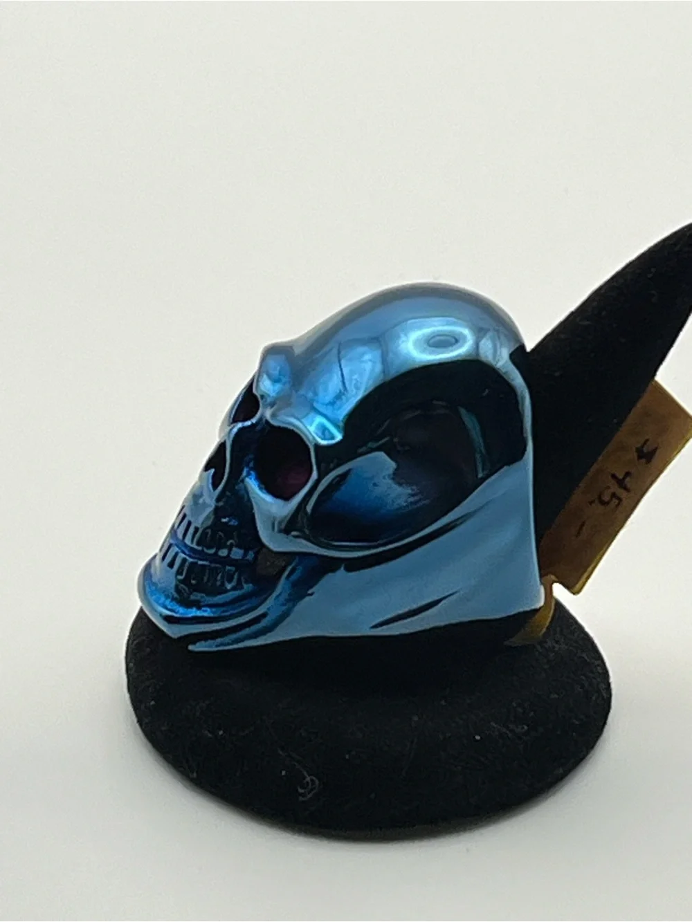 Stainless Steel Blue Metallic Skull Ring Size 12